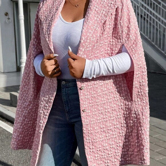 Pink Preppy Womens Open Front Cape Coat - Picture 2 of 5